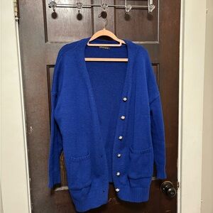 SHEIN Blue Button-Up Cardigan